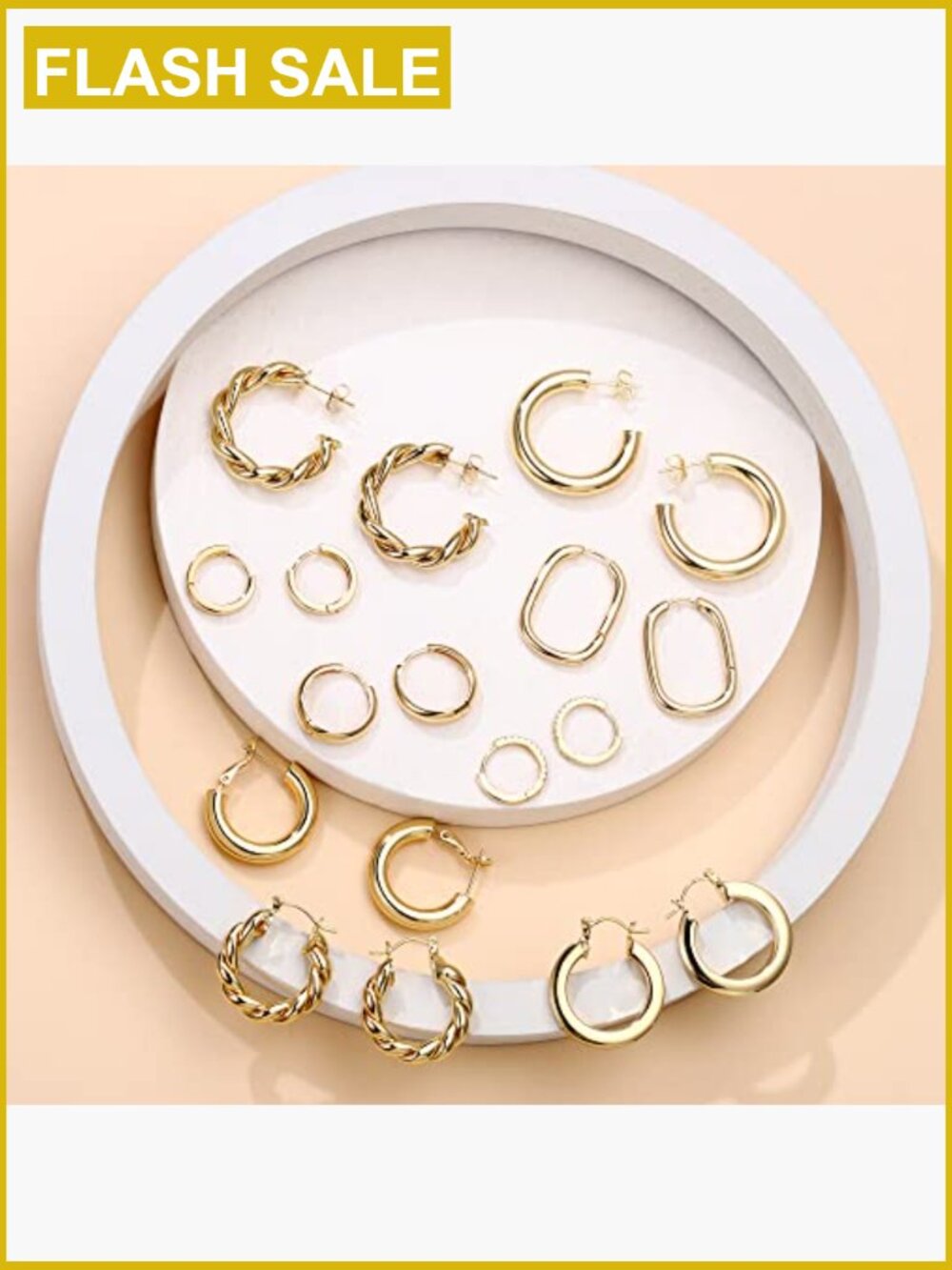 9 Pairs Gold Hoop Earrings Set For Women, 14k Gold Plated Hypoallergenic View 6